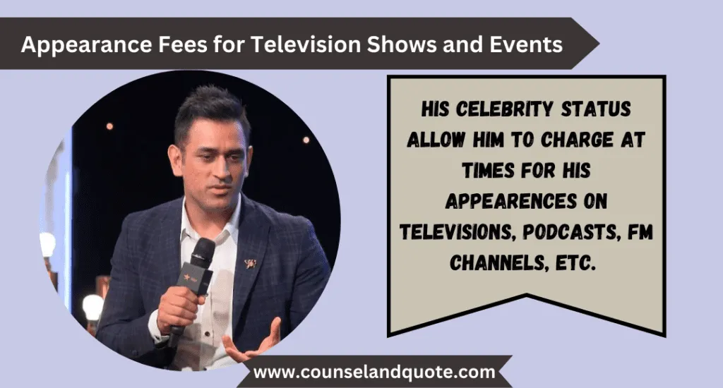 20 Appearance Fees For Television Shows And Events
